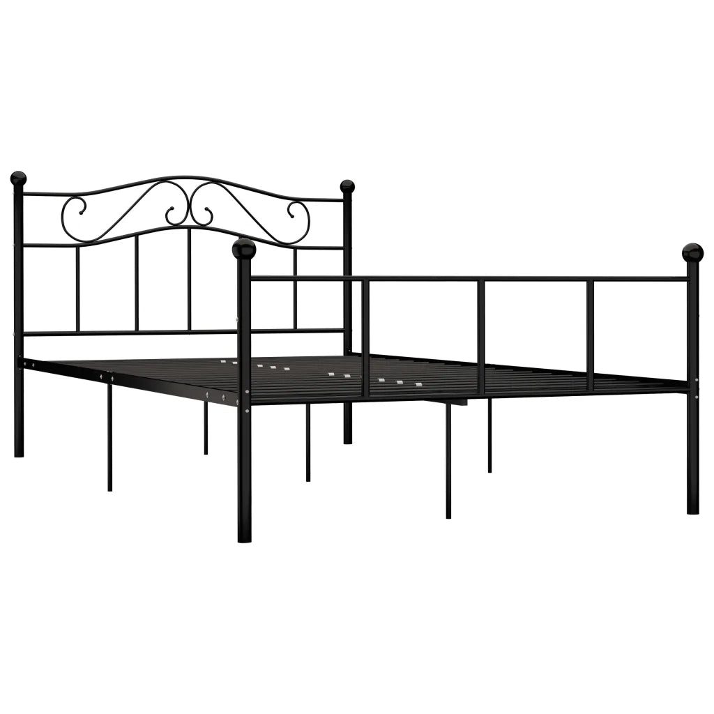Letto matrimoniale | Letto per adulti | Giroletto Nero in Metallo 140x200 cm