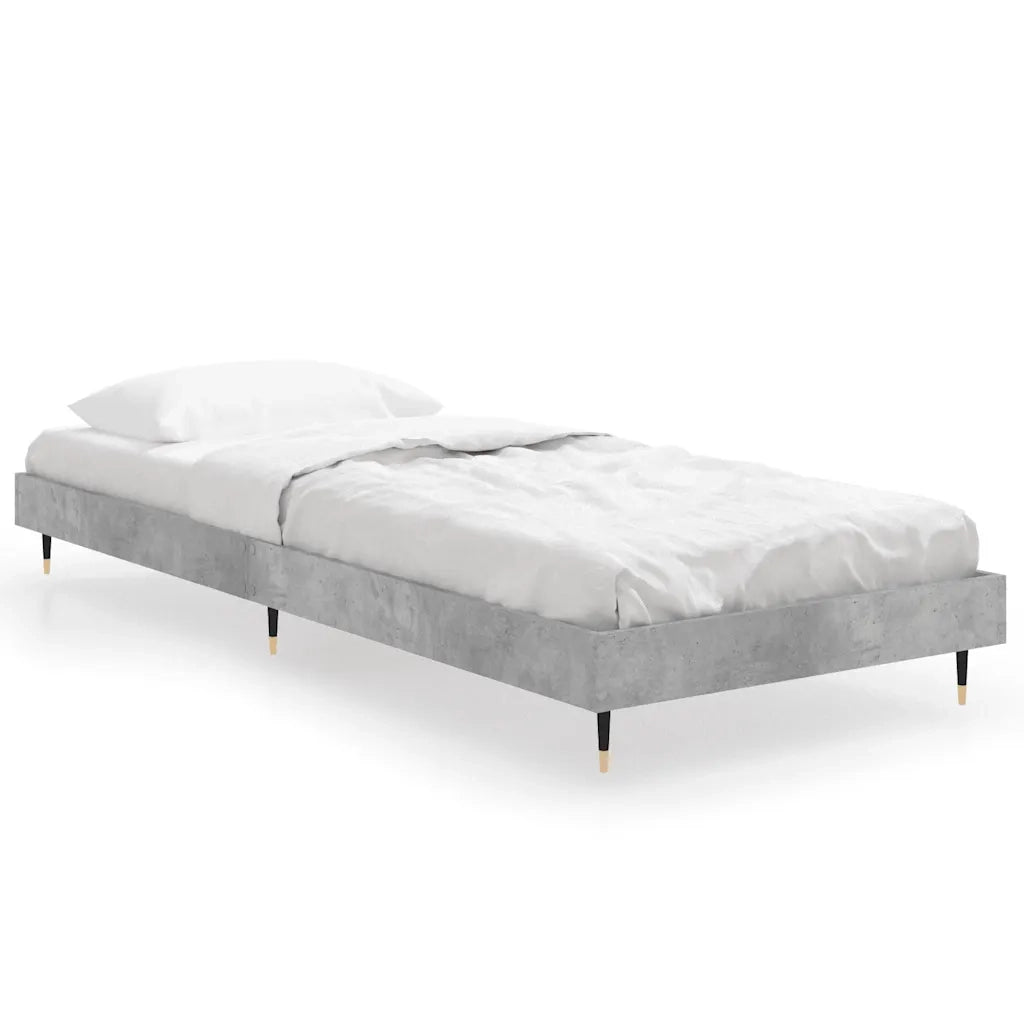 Letto singolo | Letto per adulti | Giroletto Grigio Cemento 75x190 cm in Legno Multistrato