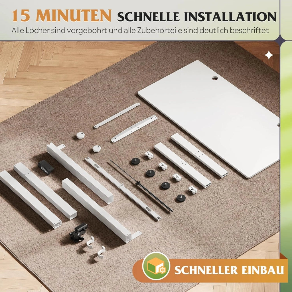 Scrivania regolabile in altezza ¨C zephmum ¨C Bianco 120x60 cm