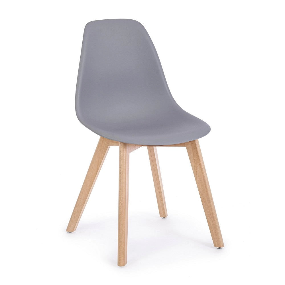 Set di 4 Sedie in Plastica con Gambe in Legno di Faggio Stile Nordico - JASMINE