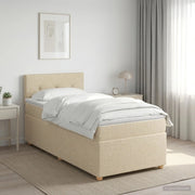 Letto box spring con materasso Crema 90 x 190 cm Tessuto 3452315