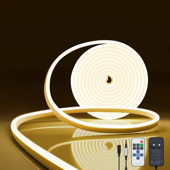 Fascia led a led neon 2 metri, acqua resistente, per interni ed esterni, regolabile con telecomando e alimentazione 12 V