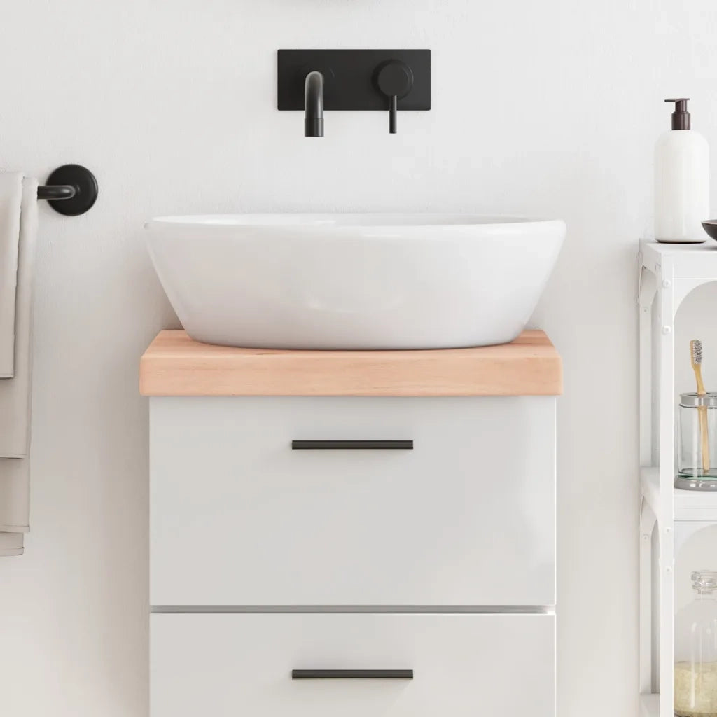 Piano Bagno 40x40x(2-6) cm in Legno Massello Non Trattato