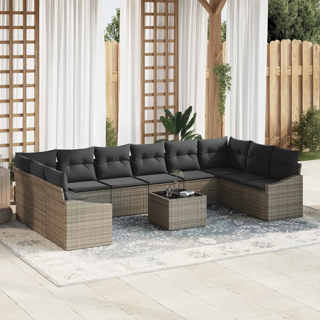 Set Divano da Giardino Grigio chiaro polyrattan 3355578