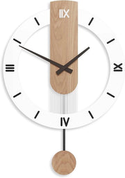 Orologio da parete silenzioso con oscillatore per soggiorno, 40 x 55 cm, cifre romane, decorazione moderna, batterie, bianco.