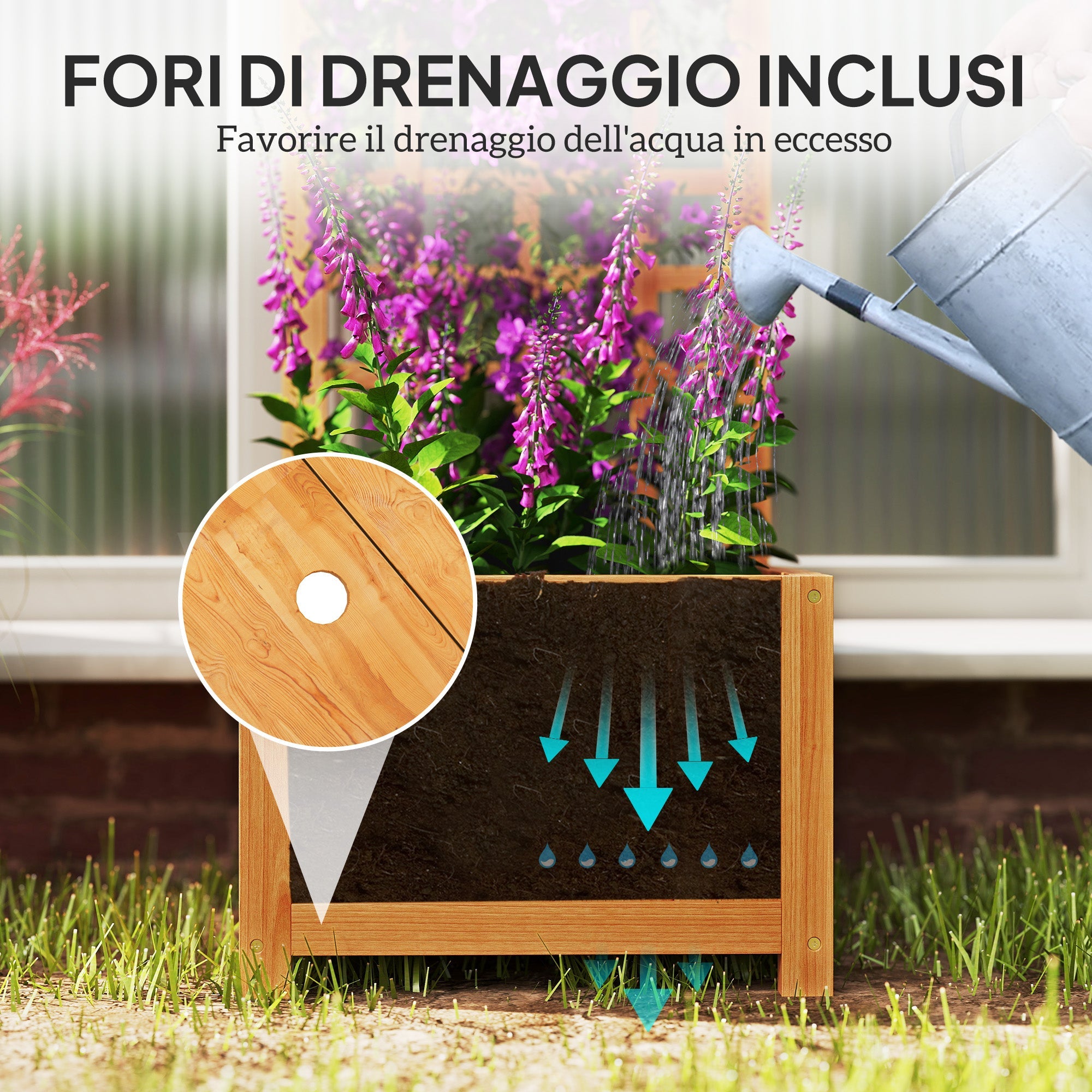 Fioriera con Traliccio per Rampicanti 40x40x120 cm in Legno Marrone