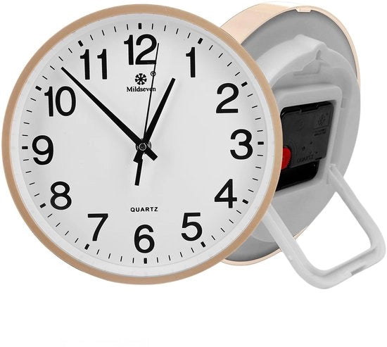 Orologio da parete 23 cm grande: orologio da parete in piedi o da appendere, orologio da parete senza suono, orologio da parete a quarto con pietra, orologio da parete molto preciso, orologio da parete moderno bianco per cucina, soggiorno, ufficio.