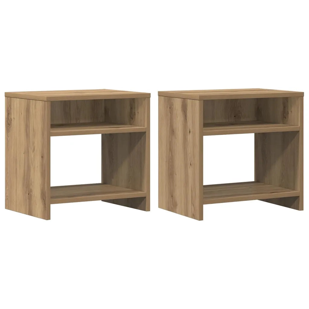 Comodini 2pz Rovere Artigianale 40x30x40 cm in Truciolato 855765