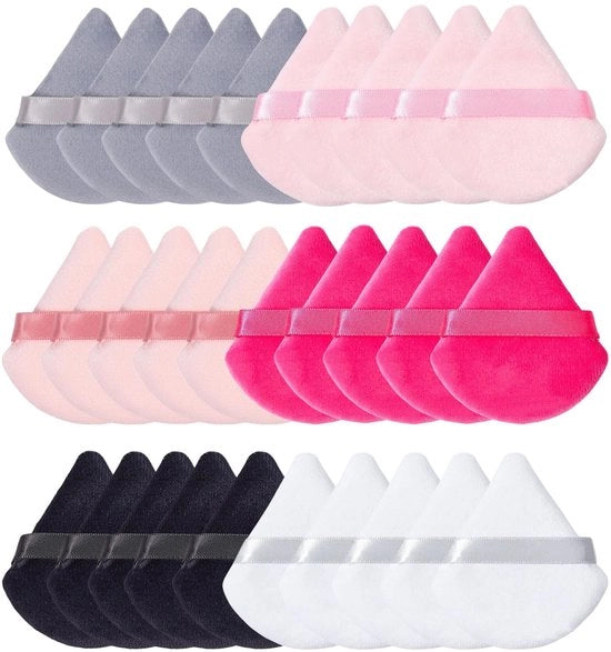 Set di Pennelli per Trucco - 30 pezzi - Pennelli a Forma di Triangolo per Polvere - Sfumini per Trucco - Cosmetici - Materiale morbido e duraturo