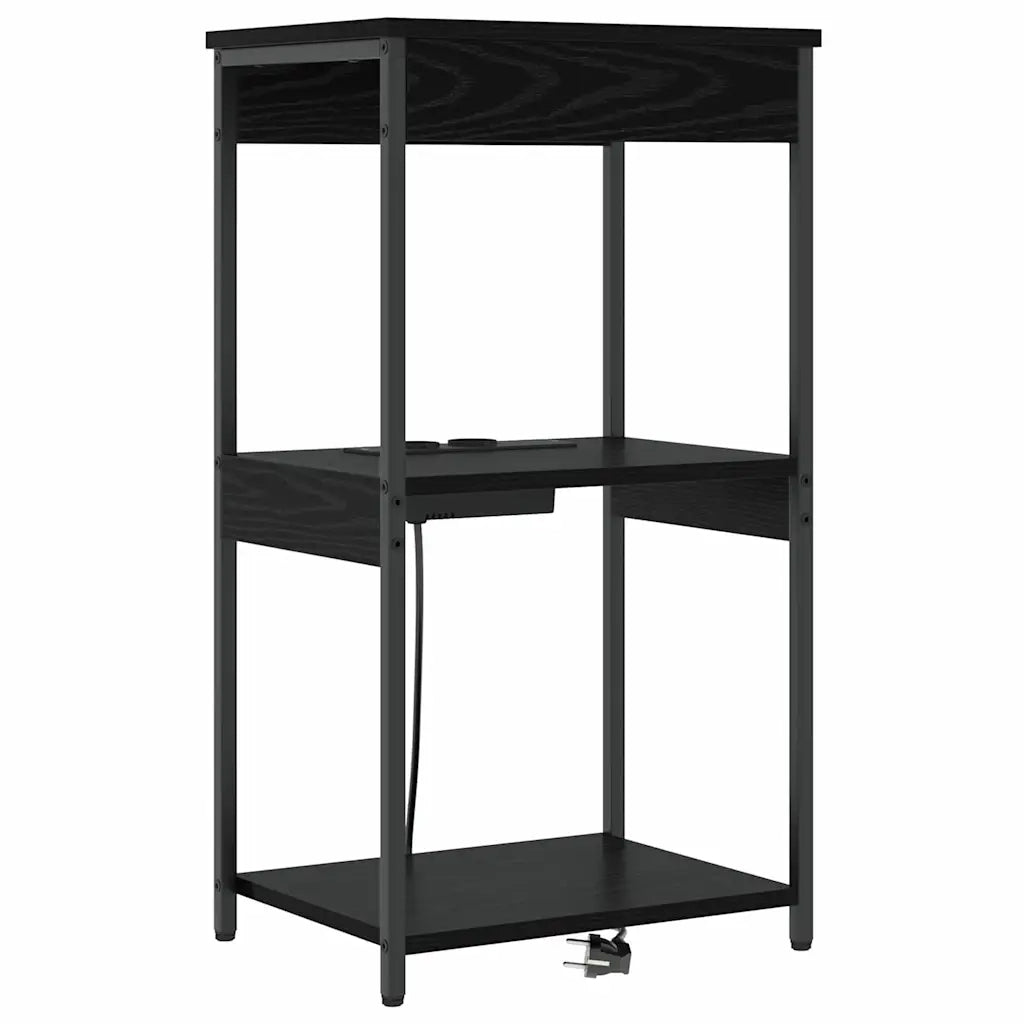 Comodino | Armadio da Notte | Mobiletto da notte Rovere Nero 41 x 31 x 76 cm Legno multistrato