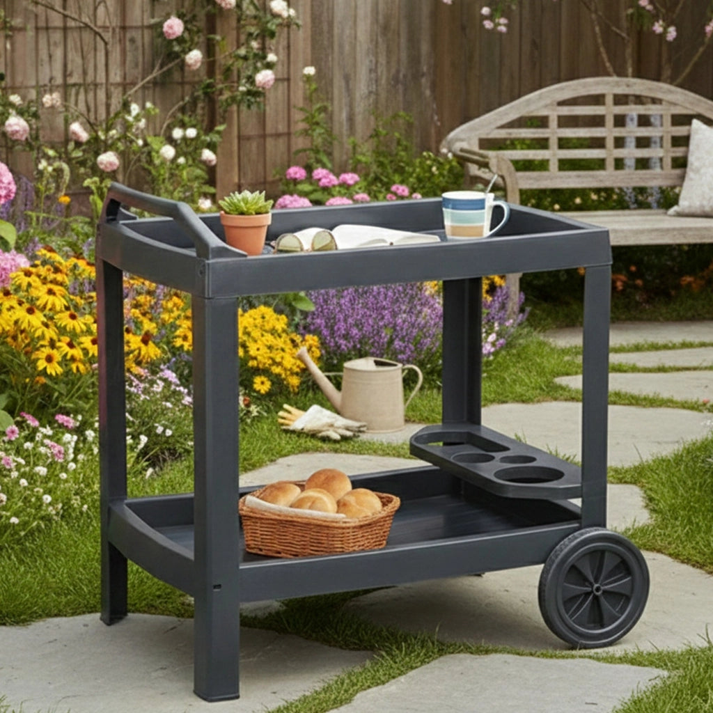 Chidester, Carrello 2 Ripiani Made in Italy, 53x74x73h cm Nero Antracite