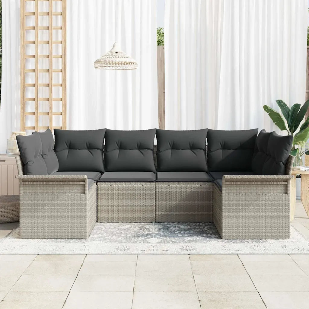 Set Divano da Giardino 6 pcs Grigio chiaro Poly Rattan 3354171