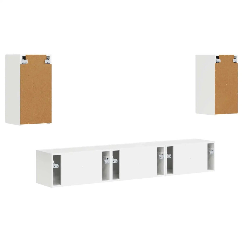 Set mobile TV 5 pcs Bianco Lucido Legno multistrato 3409073