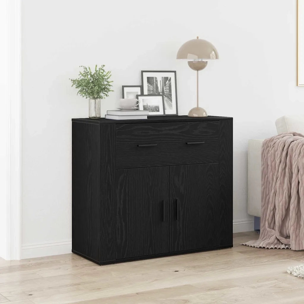 Credenza Rovere Nero 80 x 33 x 70 cm Legno multistrato 862801