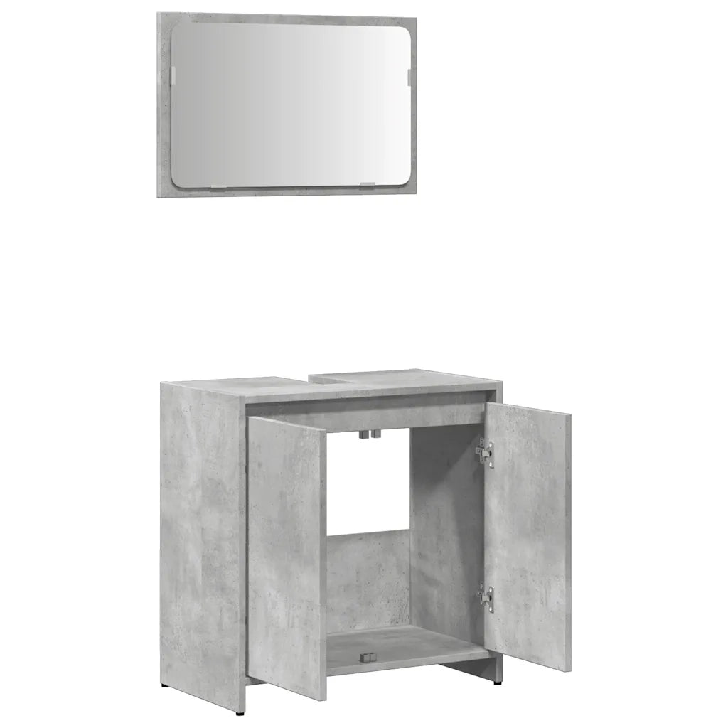 Set Mobili da Bagno 2 pz Grigio Cemento in Legno Multistrato 856066