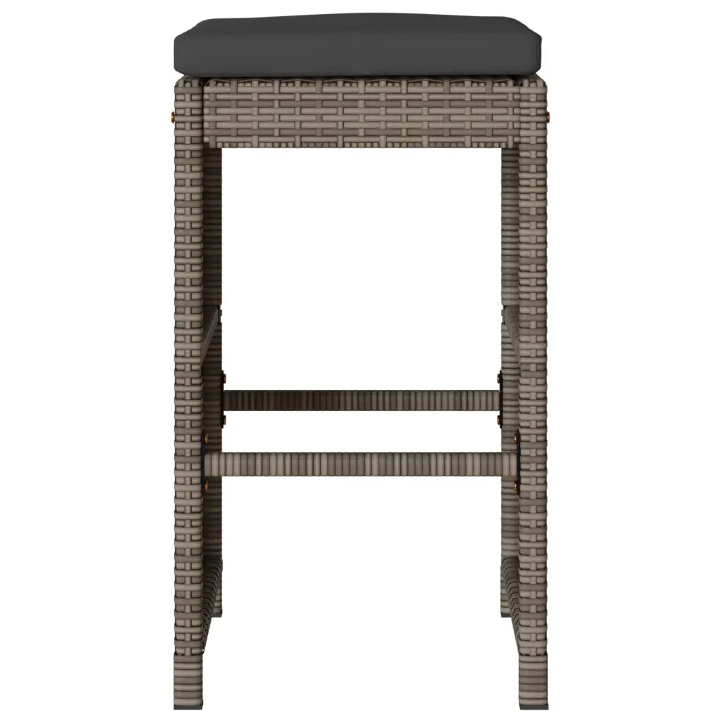 Sgabelli Bar da Giardino con Cuscini 6 pz Grigi in Polyrattan