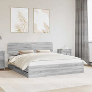 Struttura del letto con cassetto Sonoma grigia 200 x 200 cm 3412155