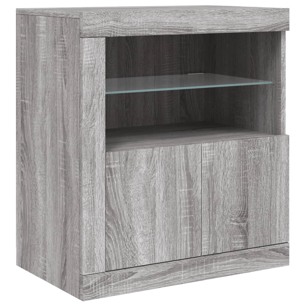 Buffet credenza cassettiera armadio mobile contenitore organizer per cucina soggiorno salotto con luci LED Sonoma 181,5 x 37 x 67 cm grigio 02_0030064