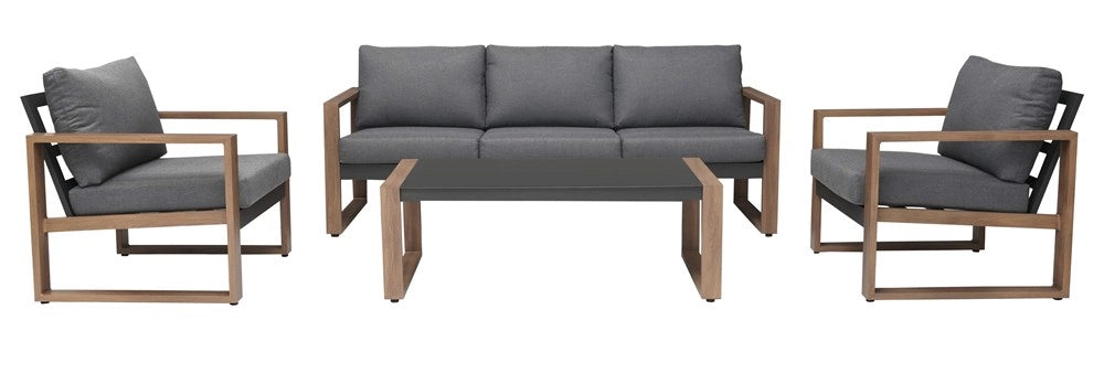 Set mobili da giardino DUISBURG divano poltrona tavolino antracite e marrone