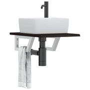 Ripiano a Parete per Lavabo in Acciaio e Massello di Rovere 3302578