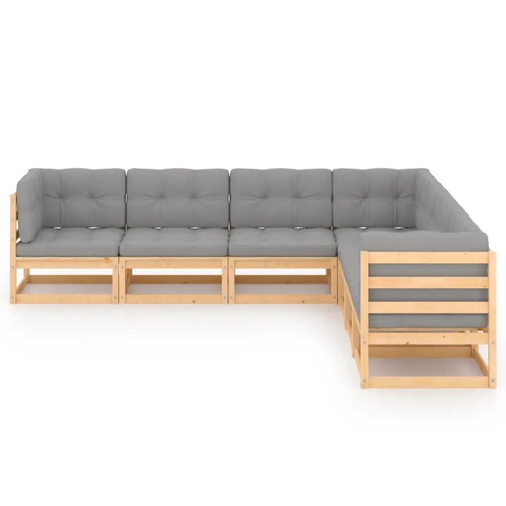 Set Divani da Giardino 7 pz con Cuscini Legno Massello di Pino cod mxl 44885