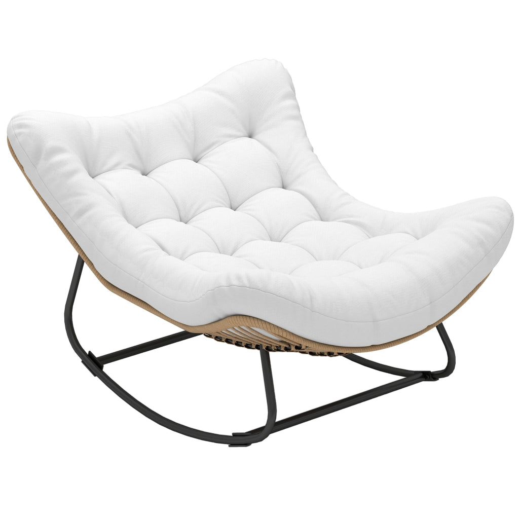 Poltrona a dondolo da giardino ¨C zephmum ¨C crema 98x111x74 cm