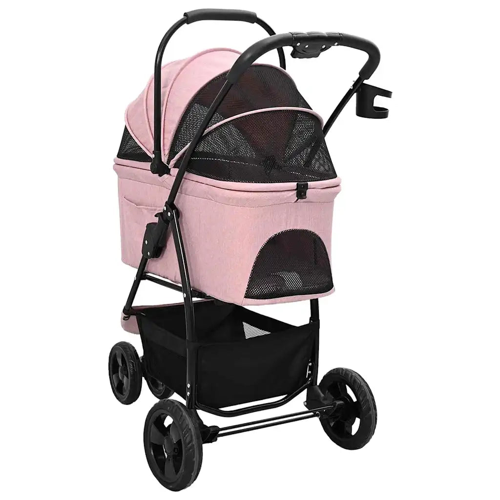 vidaXL Passeggino pieghevole per animali Rosa 78 x 54 x 101 cm