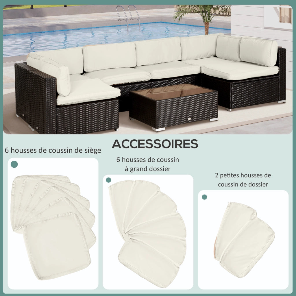 Set 14 Housses Cuscini Divano da Giardino ¨C Zephmum ¨C 6 Assise 8 Dorso Poliestere Cr¨¨me