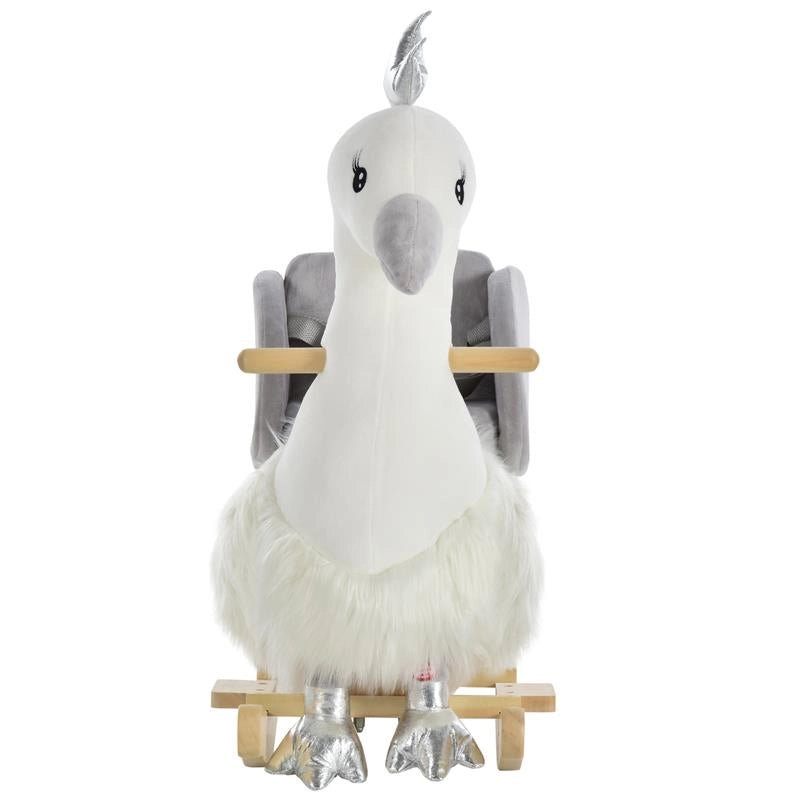 DONDOLO GIOCATTOLO A FORMA DI CIGNO PER BAMBINI 18-36 MESI  BIANCO E GRIGIO