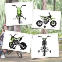 Moto Elettrica per Bambini con Rotelle e Indicatore di Carica, in PP e Metallo, 107x56x70 cm, Verde