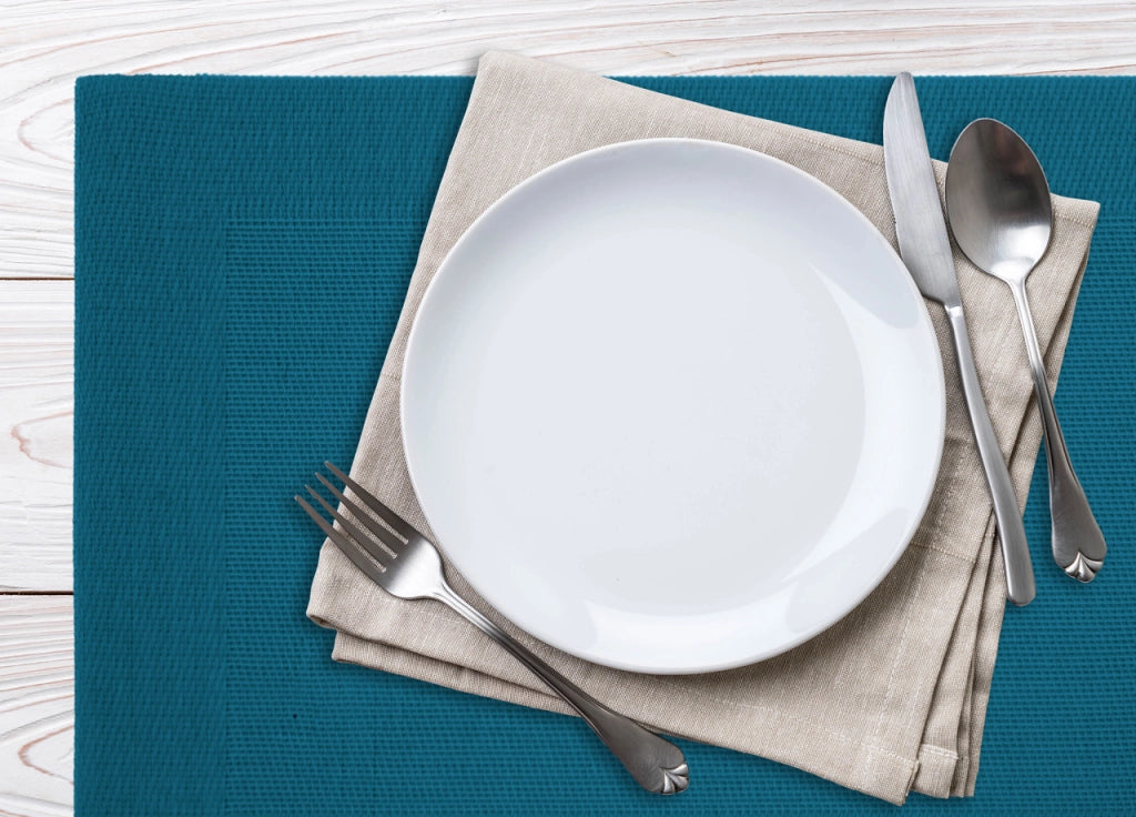 Set Tovagliette Americane Cucina Antiscivolo In Tinta Unita Lavabili - Set 4 - Petrolio