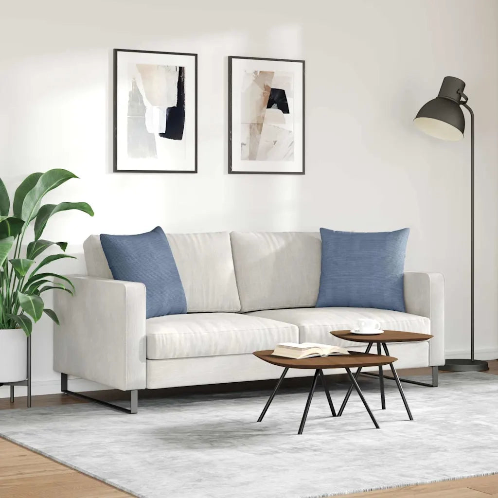 Cuscini da Divano 2 pz | Cuscini per sedie Blu 50 x 50 cm Tessuto in Cords