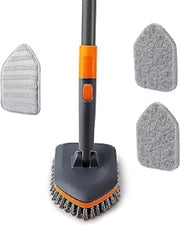 Asciugamano 3 in 1 con effetto, contiene setole, panno di spazzolamento e panno di microfibra, 142 cm lungo spazzolone per la pulizia di bagno, toilette e balcone