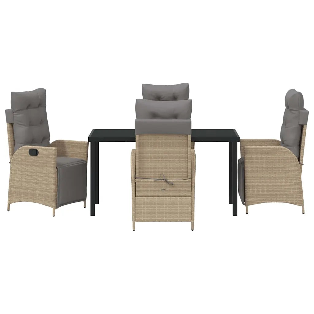 Set da Pranzo per Giardino con cuscino 5 pcs Beige polyrattan 3380563