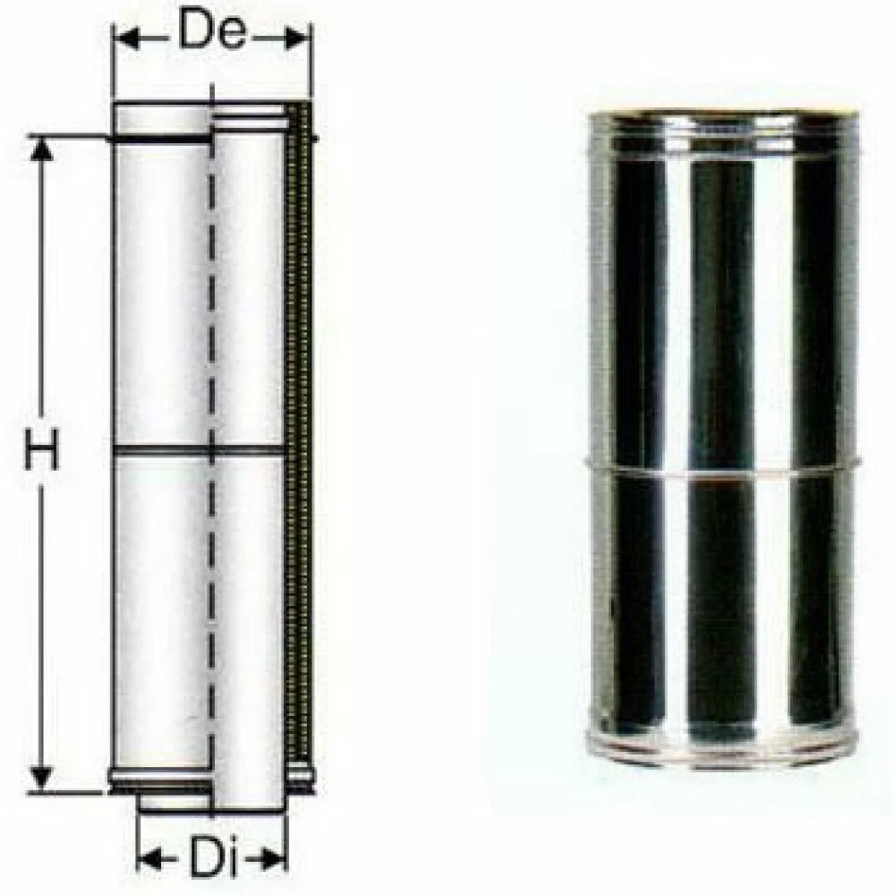 Inox doppia parete elemento tele scopico l.257-384 d.130 b08x9q9n
