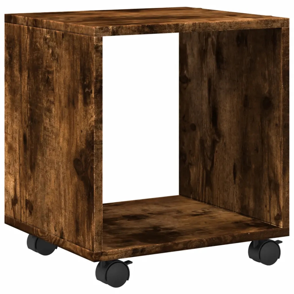 Mobiletto con Ruote Rovere Fumo 37x33x42,5 cm in Truciolato 853132