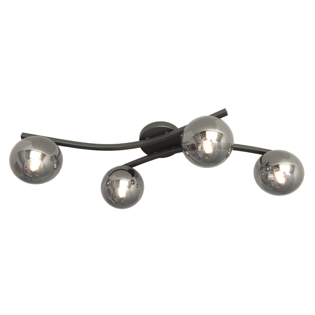 Lampada a sospensione Opus in acciaio nero e vetro grafite