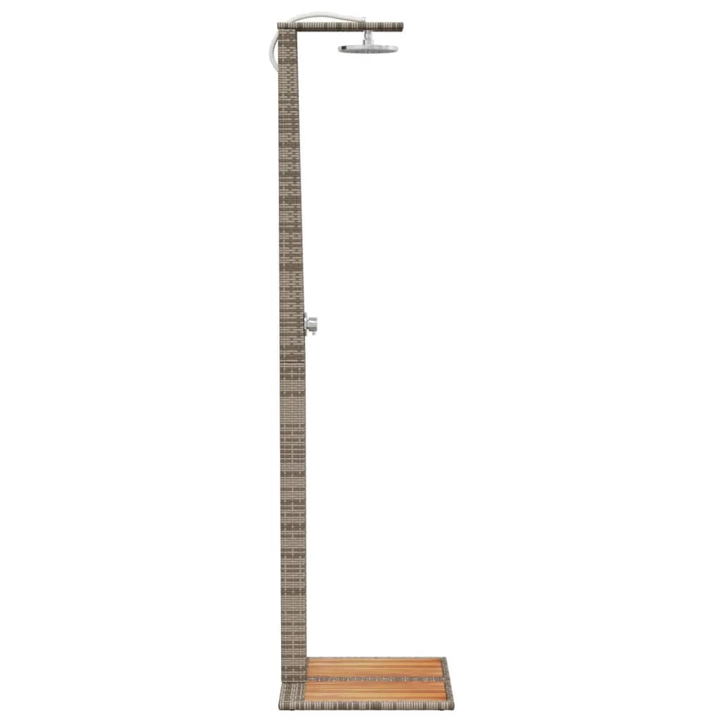 Doccia da esterno 50 x 55 x 224 cm resina intrecciata legno di acacia grigio 02_0042017