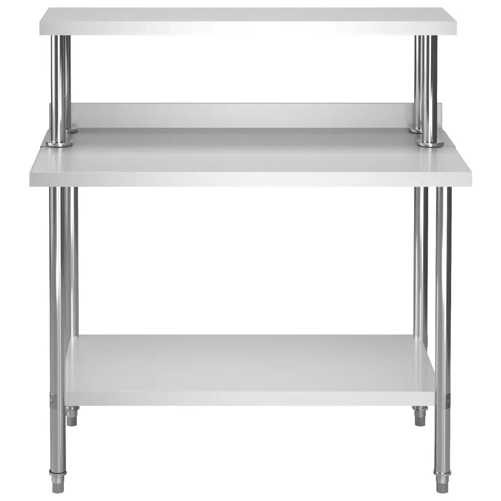 Tavolo Lavoro Cucina con Mensola 120x60x120 cm in Acciaio Inox CFW9416711