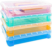Penne 4 in 1 in plastica, contenitore trasparente con coperchio, penne per dipingere con chiusura per matite, pennarelli, matite colorate e piccoli accessori