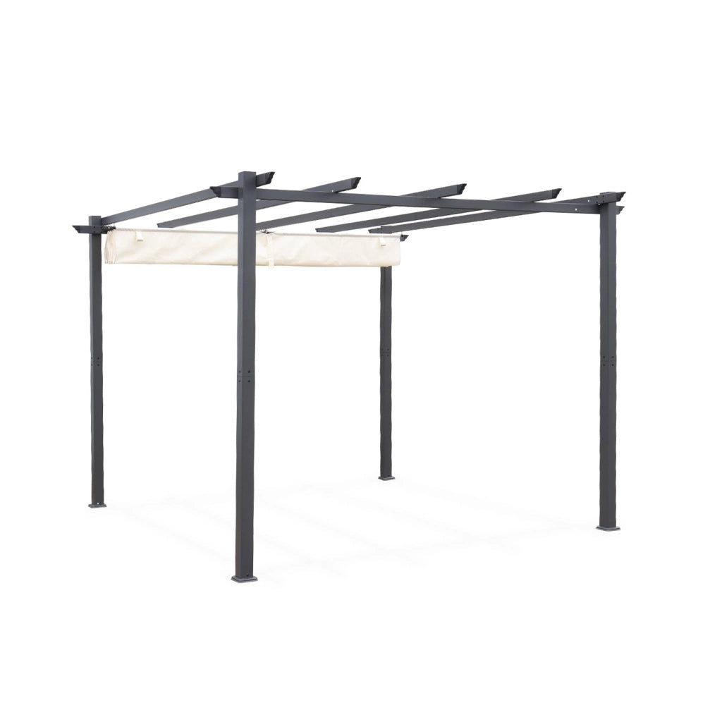 3x3m pergola, alluminio, copertura scorrevole, ecrù