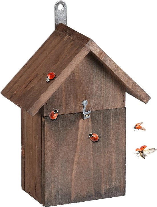 Casa per Insetti per Giardino e Balcone 4 Fessure di Entrata Legno di Pino Miele - Coccinella