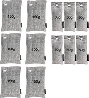 12 Pacchi Deodorizzanti a Bambù per Sacchetti - Eliminatore di Odori e Purificatore dell'Aria per Gymtas, Scarpe, Auto, Animali e Armadi