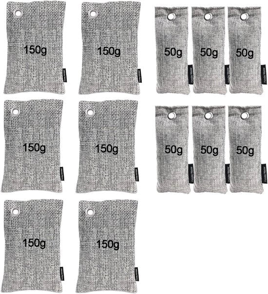 12 Pacchi Deodorizzanti a Bambù per Sacchetti - Eliminatore di Odori e Purificatore dell'Aria per Gymtas, Scarpe, Auto, Animali e Armadi