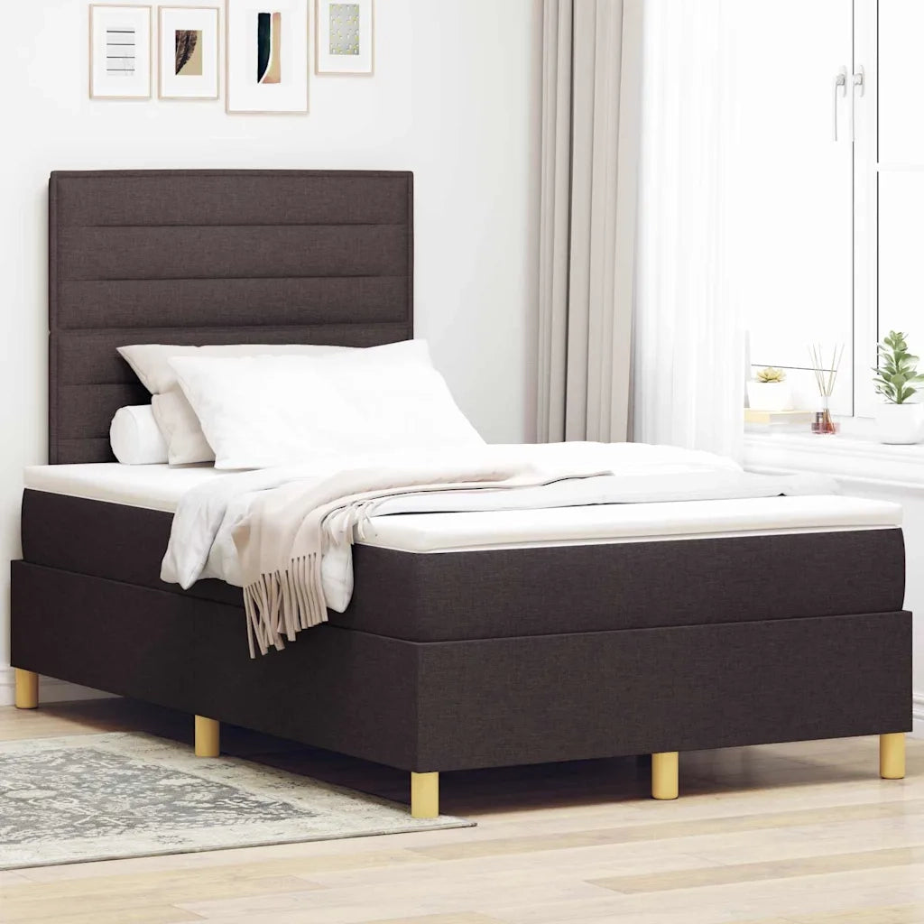 Letto a Sorgente LED Marrone Scuro 120 x 200 cm Tessuto 3343015
