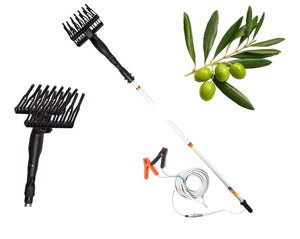 Abbacchiatore e scuotitore elettrico telescopico per olive a batteria 12V 400W fino a 1000 battiti al minuto scuotiolive leggero ergonomico e maneggevole incluso di cavi con morsetto