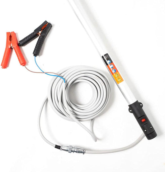 Abbacchiatore e scuotitore elettrico telescopico per olive a batteria 12V 400W fino a 1000 battiti al minuto scuotiolive leggero ergonomico e maneggevole incluso di cavi con morsetto