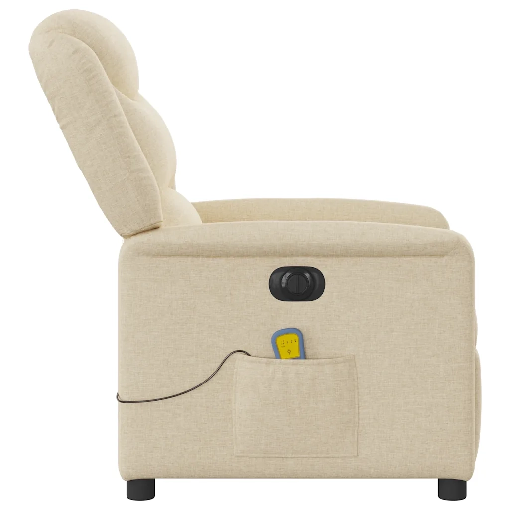 Divano Sedia-Poltrona Reclinabile Massaggiante Elettrica Crema in Tessuto 337786