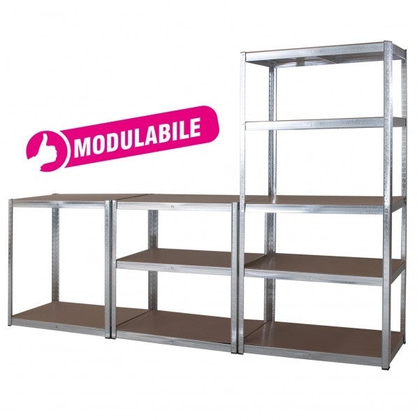 SCAFFALE 5 RIPIANI 90X40XH180CM IN MDF E METALLO.