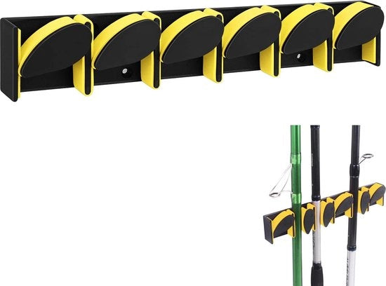 Hengelhouder per parete per montaggio verticale, hanger per massimo 6 hanger o combo, hanger per archiviazione, compatibile con la maggior parte degli hanger